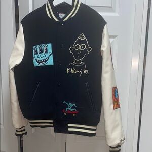 KEITH HARING, KEITH Men’s Varsity Jacket with Graphic Patches